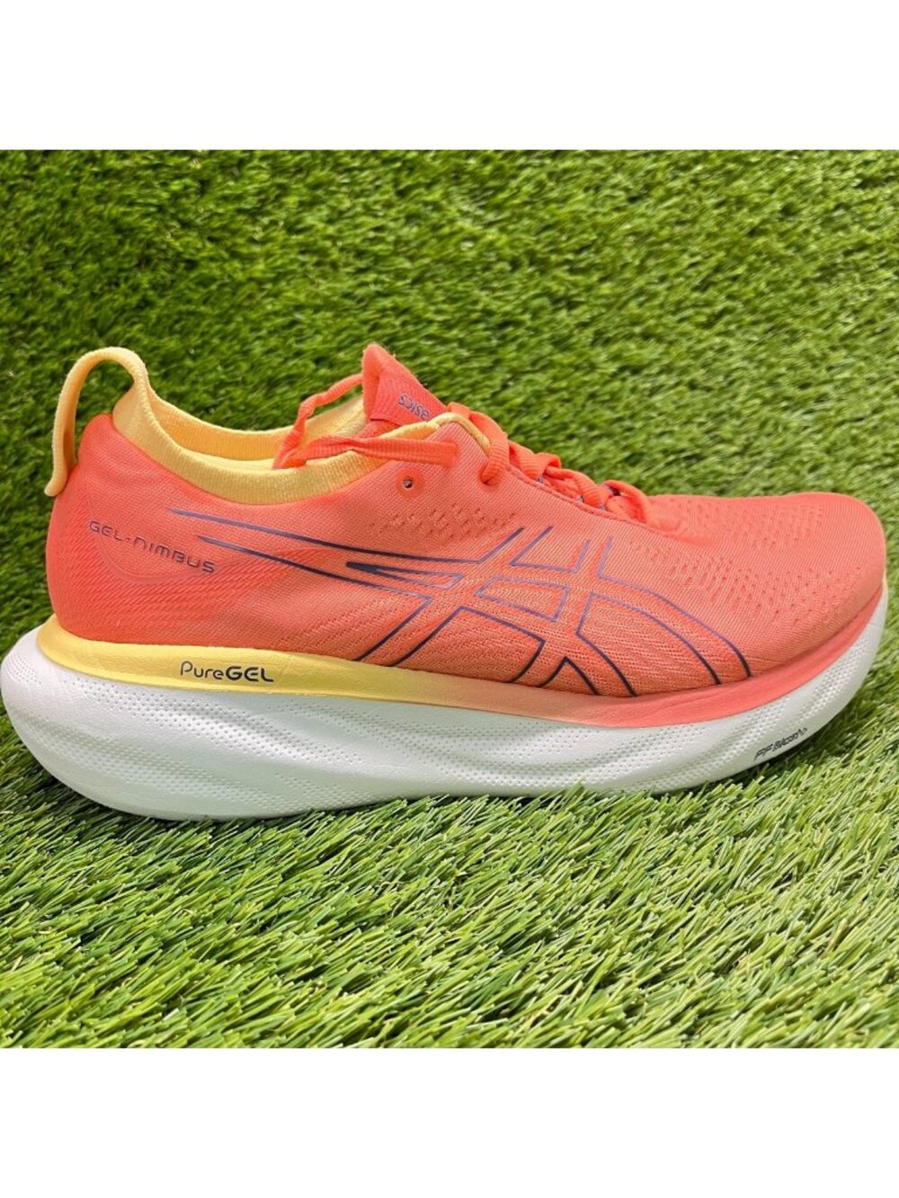 Asics Gel-Nimbus 25 Womens Size 9 Orange White Athletic Running Shoes Sneakers